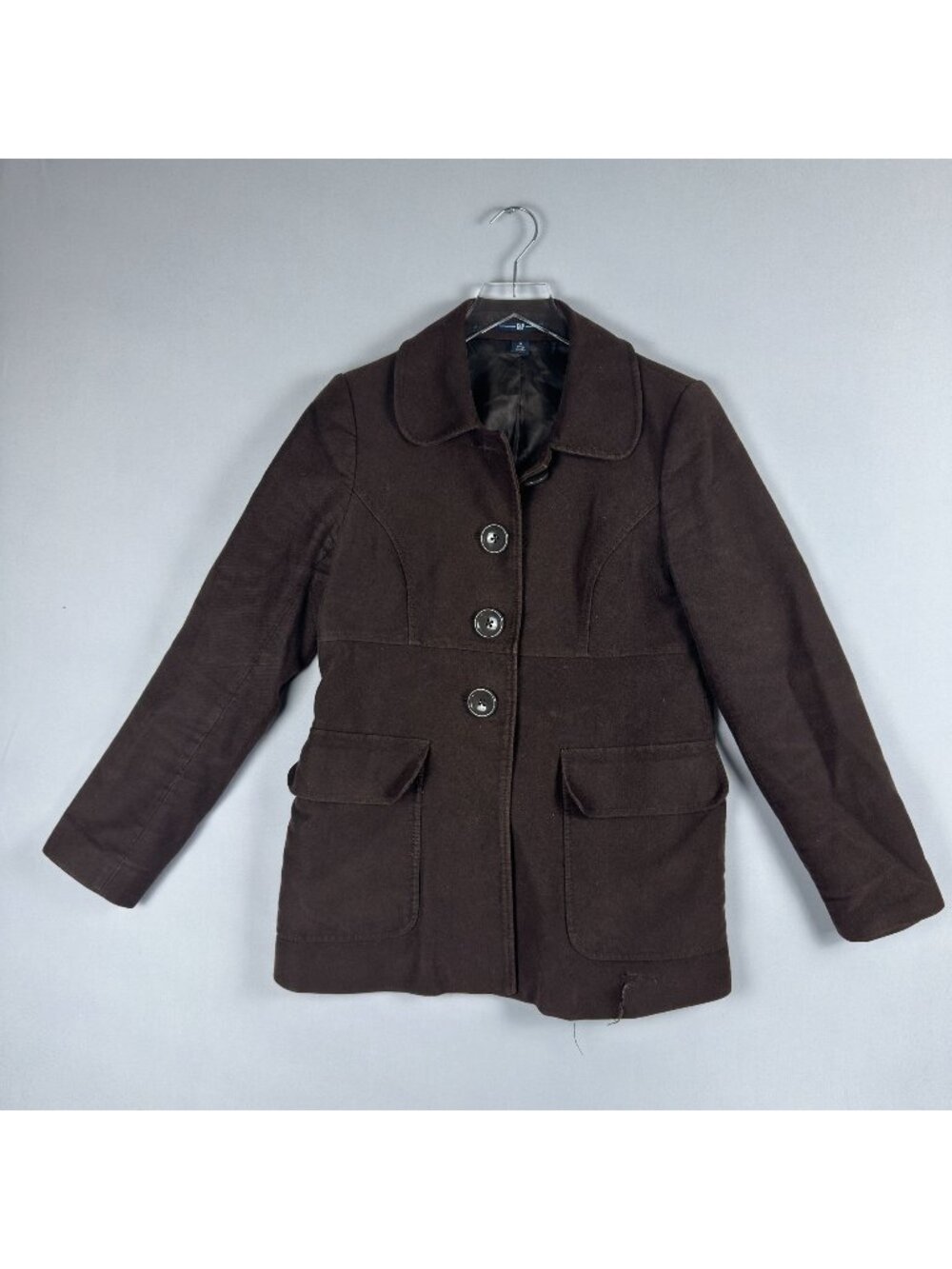 Gap Pea Coat Blazer acket Womens Size Medium Brown Fornt Button Fully Lined